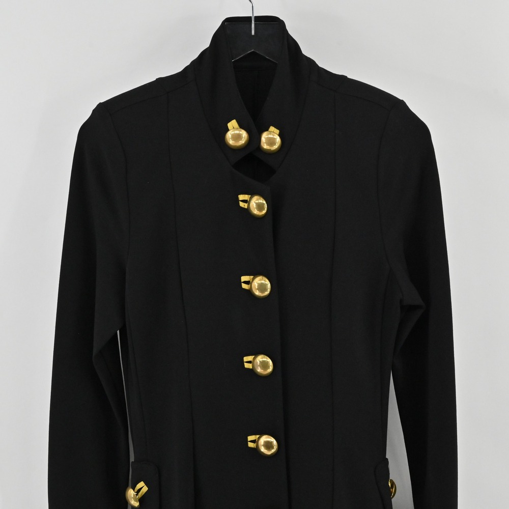 Vintage Military Maxi Coat Womens Size S Black Gold Button Dark Academia Wool - Picture 8 of 11
